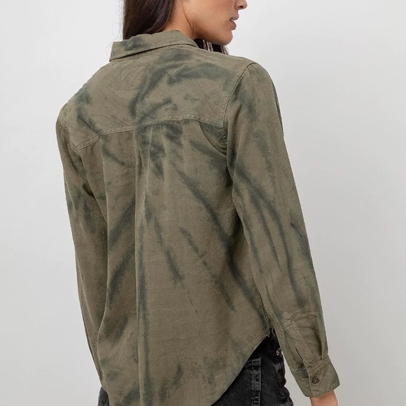 NWoT - Rails Ingrid Raw Button-Front Shirt - Olive Black Tie-Dye (S) - Picture 2 of 7